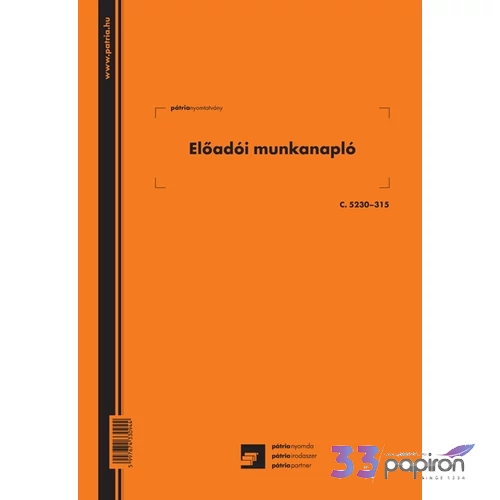 Ny C 5230-315 munkanapló Előadói munkanapló A4