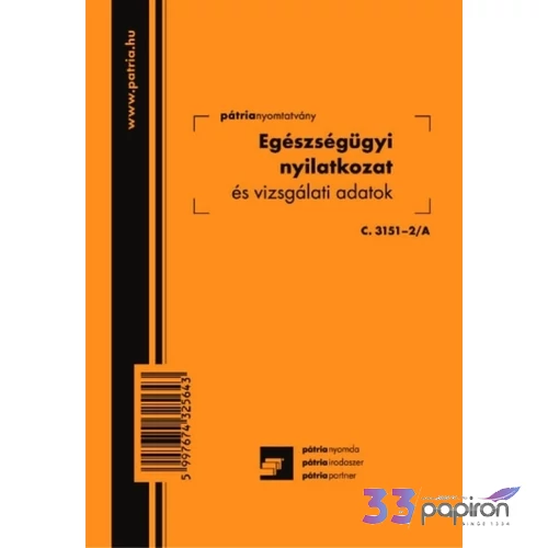Ny C 3151-2/a egészségügyi k. Egészségügyi kiskönyv A/6