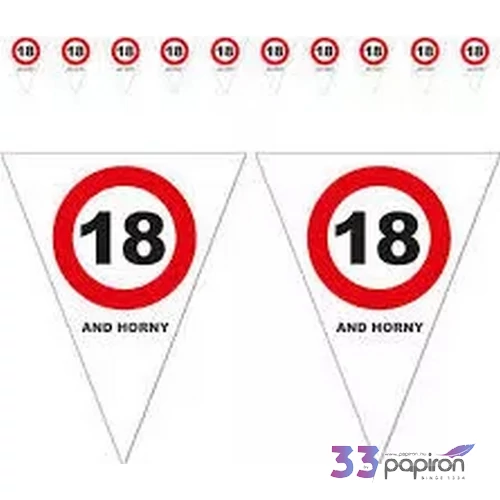 Party banner 5m Zászló fűzér 18-as Sebbességkorlátozós Parti fólia zászlófűzér 18-as számos