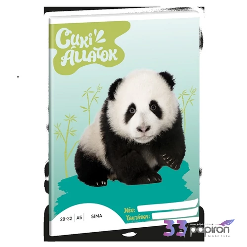 Füzet 20-32 A5 sima Ars Una Cuki-Panda (5430) 24 53614308 prémium minőségű füzet
