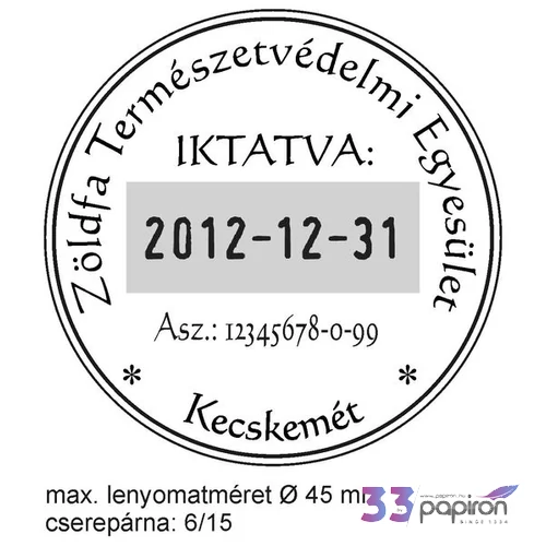 Bélyegző Trodat 5415 fém dátumbélyegző O 45 mm, dát.: 4 mm
