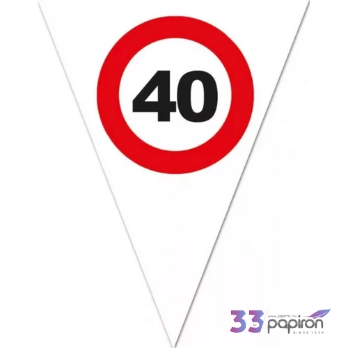 Party banner 5m Zászló fűzér 40-es Sebbességkorlátozós Parti fólia zászlófűzér 40-es számos