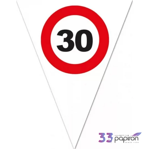 Party banner 5m Zászló fűzér 30-as Sebbességkorlátozós Parti fólia zászlófűzér 30-as számos