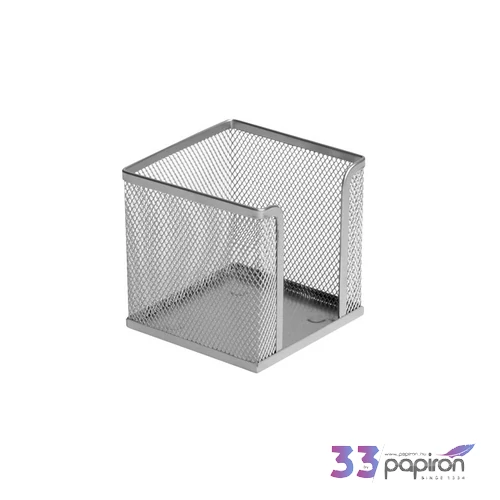 FémháLós jegyzettömb tartó ezü FÉMHÁLÓS JEGYZETTÖMBTARTÓ 10X10X8CM ezüst fémhálós irodai termécsalád