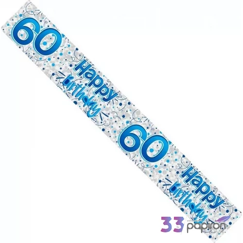 Party banner 2,6m Fólia felirat Happy Birthday 60-as Blue Fiús Kék szülinapi fólia felirat