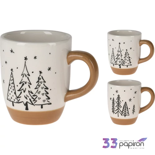 Bögre porcelán karácsony Fenyőfa minta 10cm 2féle KPM25