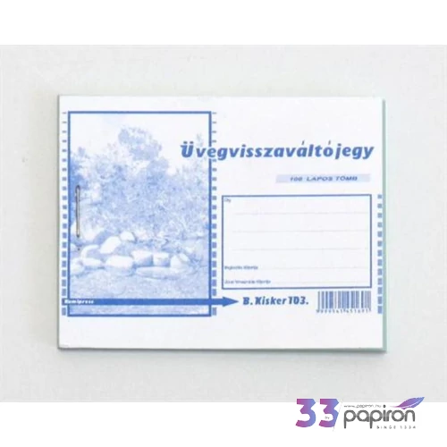 Ny B Kisker 103 üvegvisszavált Üvegvisszaváltó jegy C