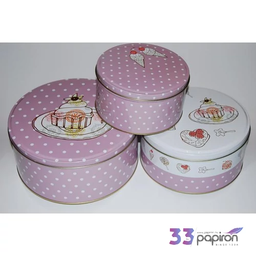Díszdoboz kerek bádog muffinos S/3/3 13,5cm