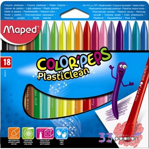 Zsírkréta 18 Maped Color`Peps PlasticClean háromszög 18szín Írószerek Maped 862012