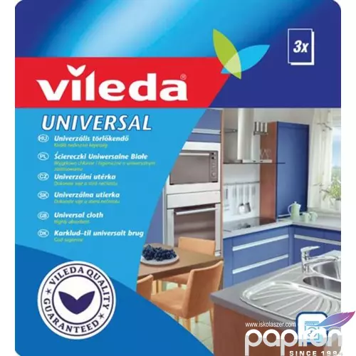 Törlőkendő Vileda Universal 34x36cm 3db/csomag fehér-piros