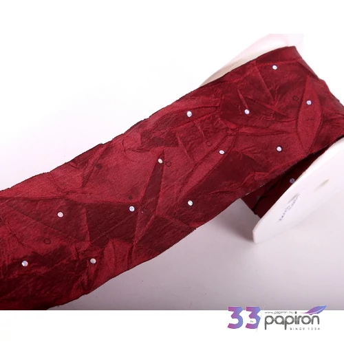 Szalag textil gyűrt köves 62mm bordó
