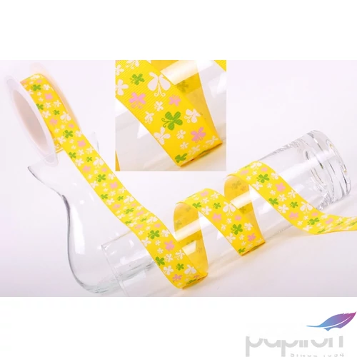 Szalag textil 25mm ripsz lepkék/sárga