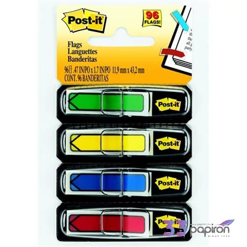 Jelölőcímke 3M/Post-it Index 5x20lap 119x432mm nyíl vegyes 684-ARR3