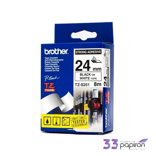 Feliratozógép szalag Brother TZE-S251 24mmx8m, fehér-fekete BROTHER Feliratozógéphez szalagok