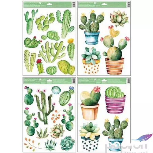 Ablakmatrica dekor kaktuszok Ragasztó nélküli 30x42 cm