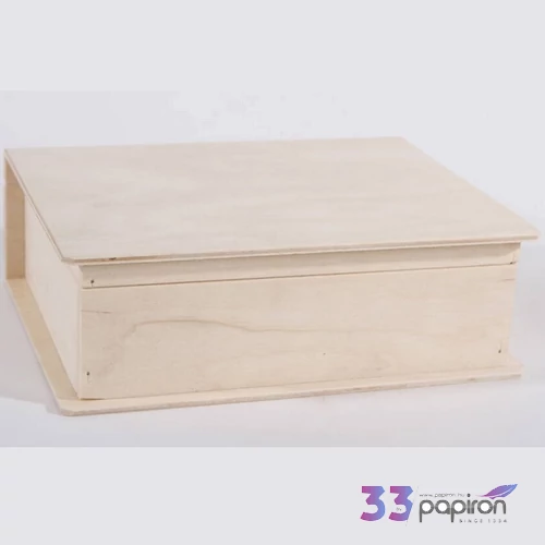 Fa doboz könyv formájú 24x19x9cm-es dekorálható GRAVÍROZHATÓ