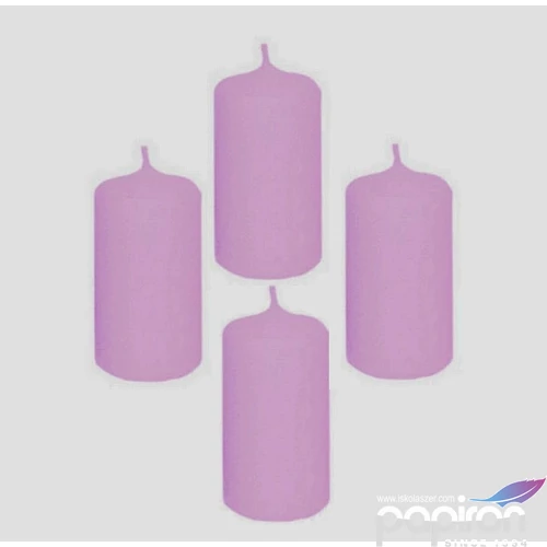 Adventi gyertya matt lila Orgona lila 4x4x6cm darabos! a termék ára 1db-ra értendő!