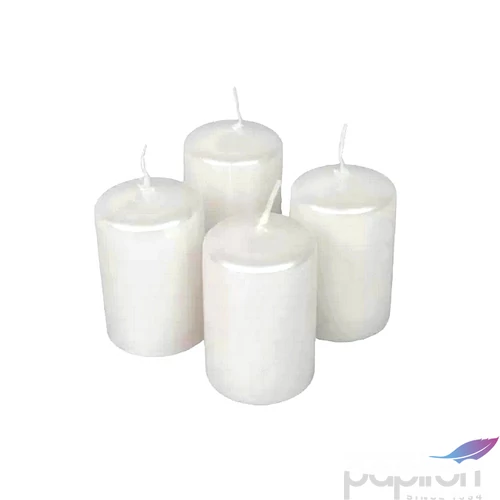 Adventi gyertya metál intenzív Fehér 4x4x6cm gyöngyházfehér a termék ára 1db-ra értendő!