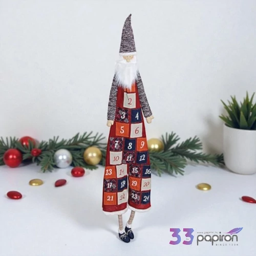 Adventi kalendárium 23' textil 180cm 24db zsebbel mikulás lábbal exkluzív termék adventinaptár óriás