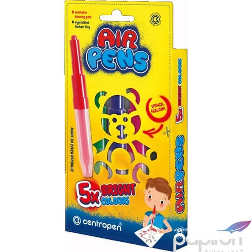 AIR PENS fújós filctollkészlet 5db+1 sablon Bright Colors