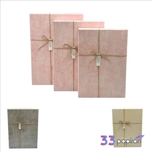 Ajándék doboz 31x22x8cm szürke, rózsaszín krém szín Közepes 1db/ár
