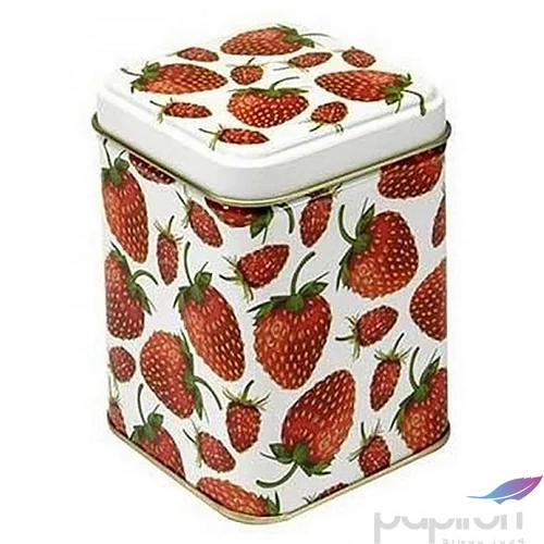 Díszdoboz ajándéknak 71x71x93m fém, fehér alapon eper mintás Strawberries Exclusive design