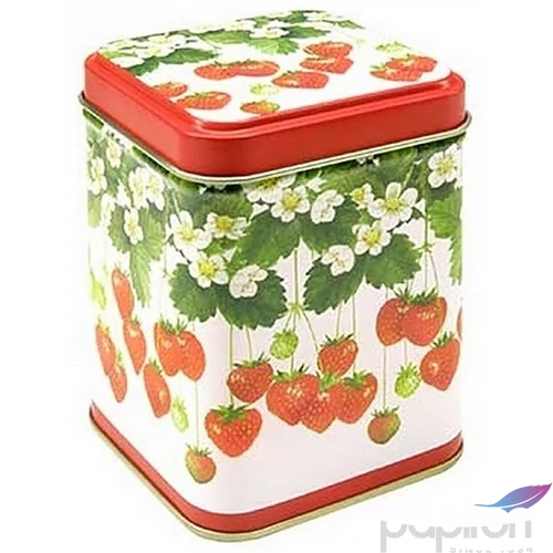 Díszdoboz ajándéknak 71x71x93m fém, fehér alapon eper mintás Summer Fruits Exclusive design