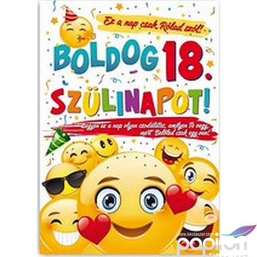Ajándék tábla Boldog 18. szülina A4-es, 21 cm x 30 cm. Anyaga: karton. 2 mm vastag, erős tartás