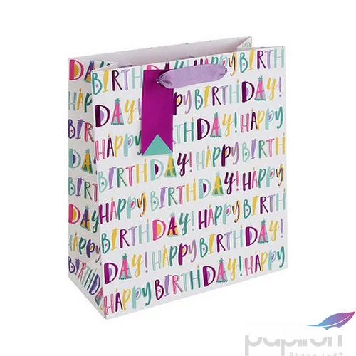 Ajándéktasak 21,5x25 Clairefontaine fehér Happy Birthday feliattal 32265-C