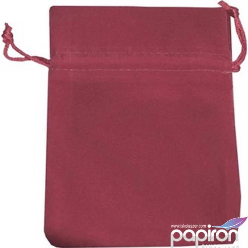 Ajándéktasak bársony-organza bordó 9x12cm zsinóros húzózárral