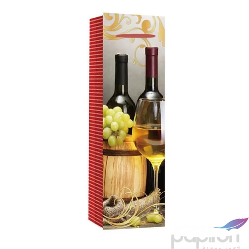 Ajandéktasak italos boros  Matt, Vörösbor Pohárban Szőlő Levéllel 12x36x9cm 370467
