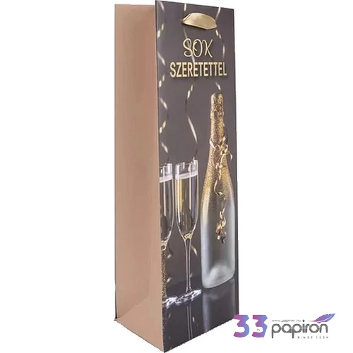 Ajándéktasak Pezsgős üveg pohárral B 12x36cm
