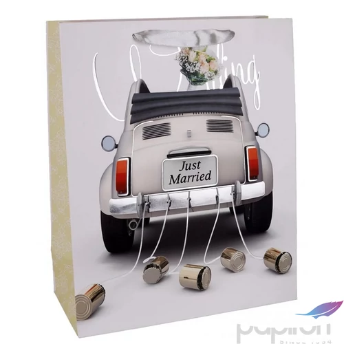 Ajándéktasak szalagfüles Just Married 31x42Cm 