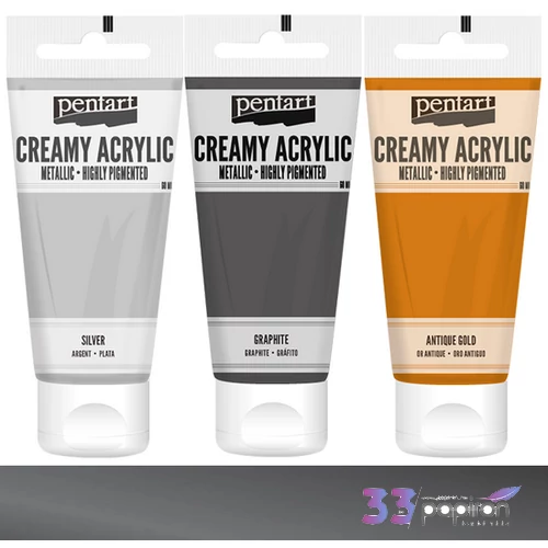 Akrilfesték krémes Pentart metál 60ml grafit