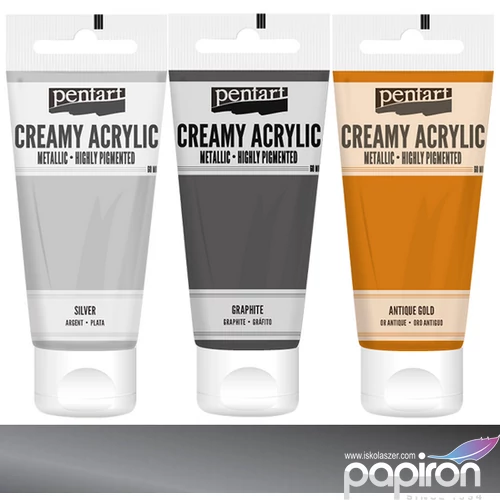 Akrilfesték krémes Pentart metál 60ml ólom