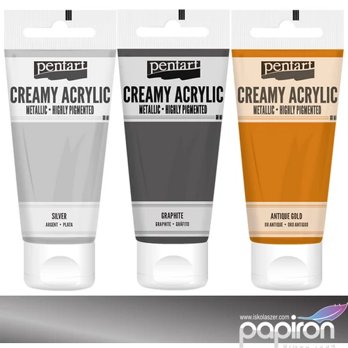 Akrilfesték krémes Pentart metál 60ml rokokó ezüst