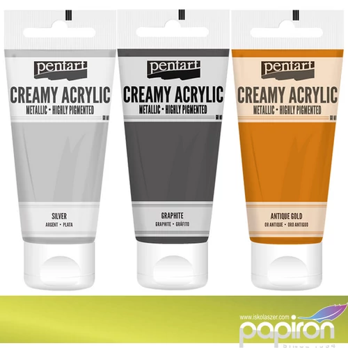 Akrilfesték krémes Pentart metál 60ml sárga 