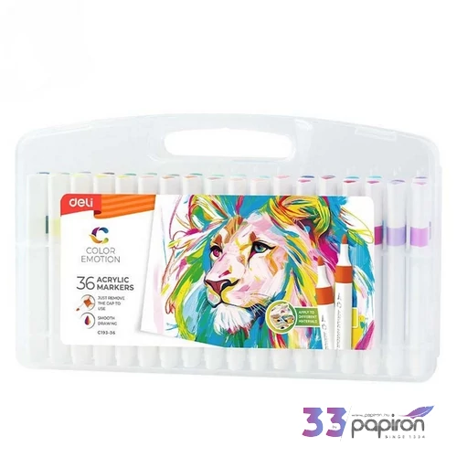 Akrilmarker készlet 36db-os CE Deli vízbázisú, háromszögletű, 3mm