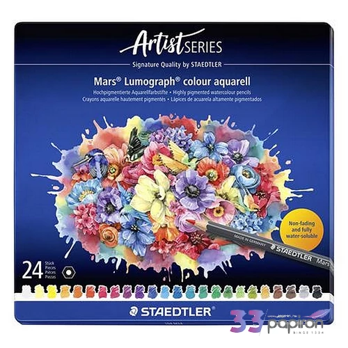 Akvarell színes ceruza készlet hatszögletű fémdobozos STAEDTLER Mars® Lumograph® 104
