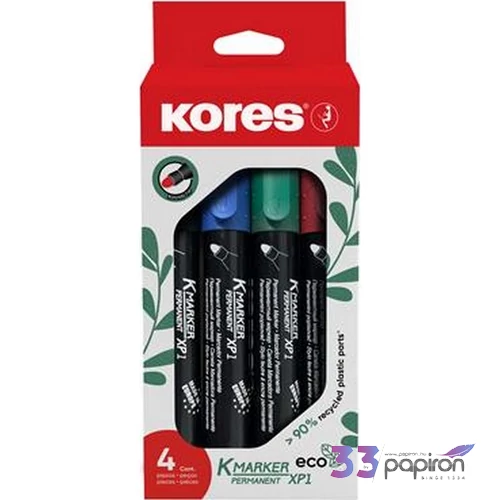 Alkoholos marker Kores készlet, 3 mm, kúpos,Eco K-Marker 4 különböző szín