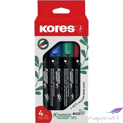 Alkoholos marker Kores készlet, 3 mm, kúpos,Eco K-Marker 4 különböző szín