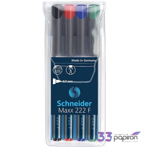 Alkoholos marker Schneider Maxx 220 F OHP 0,7mm 4színű készlet Írószerek SCHNEIDER 112294