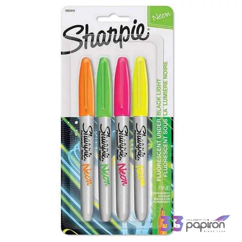 Alkoholos marker Sharpie FINE Marker permanent set/4db F 0.9 mm Neon Color Narancs-Zöld-Pink-Sárga