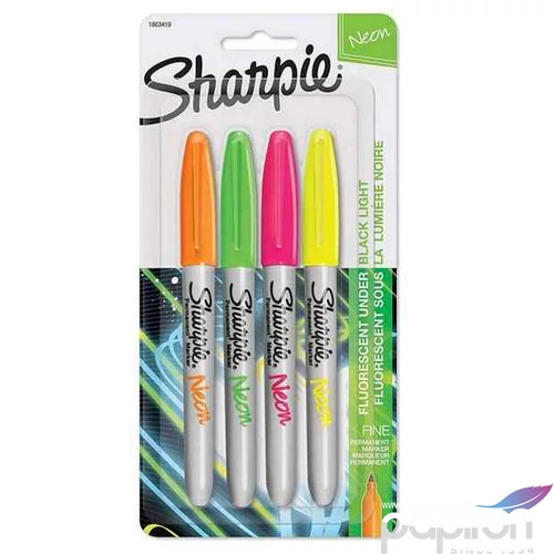 Alkoholos marker Sharpie FINE Marker permanent set/4db F 0.9 mm Neon Color Narancs-Zöld-Pink-Sárga