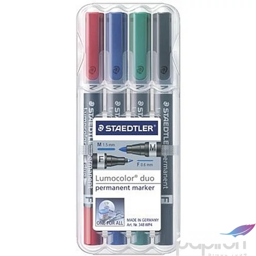 Alkoholos marker Staedtler Lumocolor Duo F/M 0,6/1,5mm kúpos 4szí Írószerek STAEDTLER 348 WP4