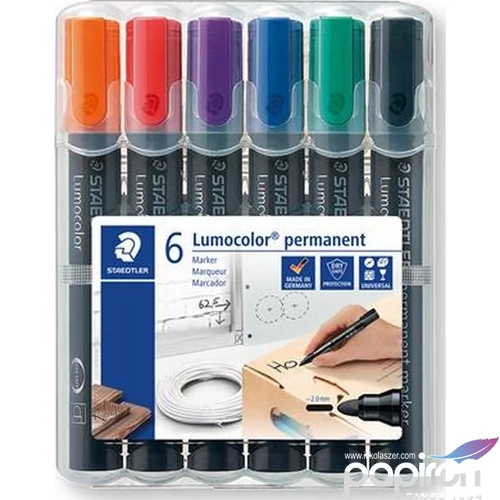 Alkoholos marker Staedtler készlet, 2 mm, kúpos,Lumocolor 352 6 különböző szín