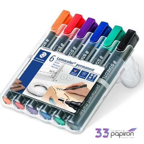 Alkoholos marker Staedtler készlet, 2 mm, kúpos,Lumocolor 352 6 különböző szín