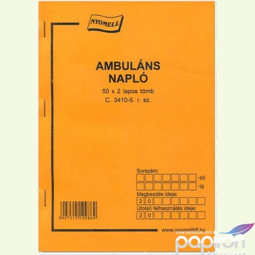 Ambuláns Napló C.3410-5. 50x2 lap