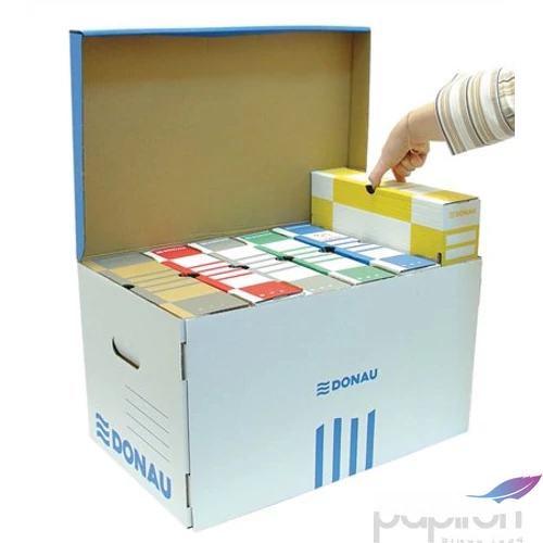 Archiváló konténer Donau 522x351x305mm levehető tető Kék-feh kart Iratrendezés DONAU 7666301FSC-10