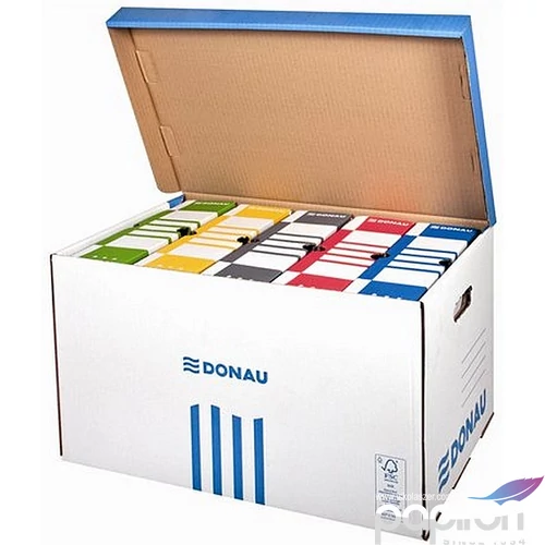 Archiváló konténer Donau 558x370x315mm felfelé nyíló kék-feh kart Iratrendezés DONAU 7665301FSC-10